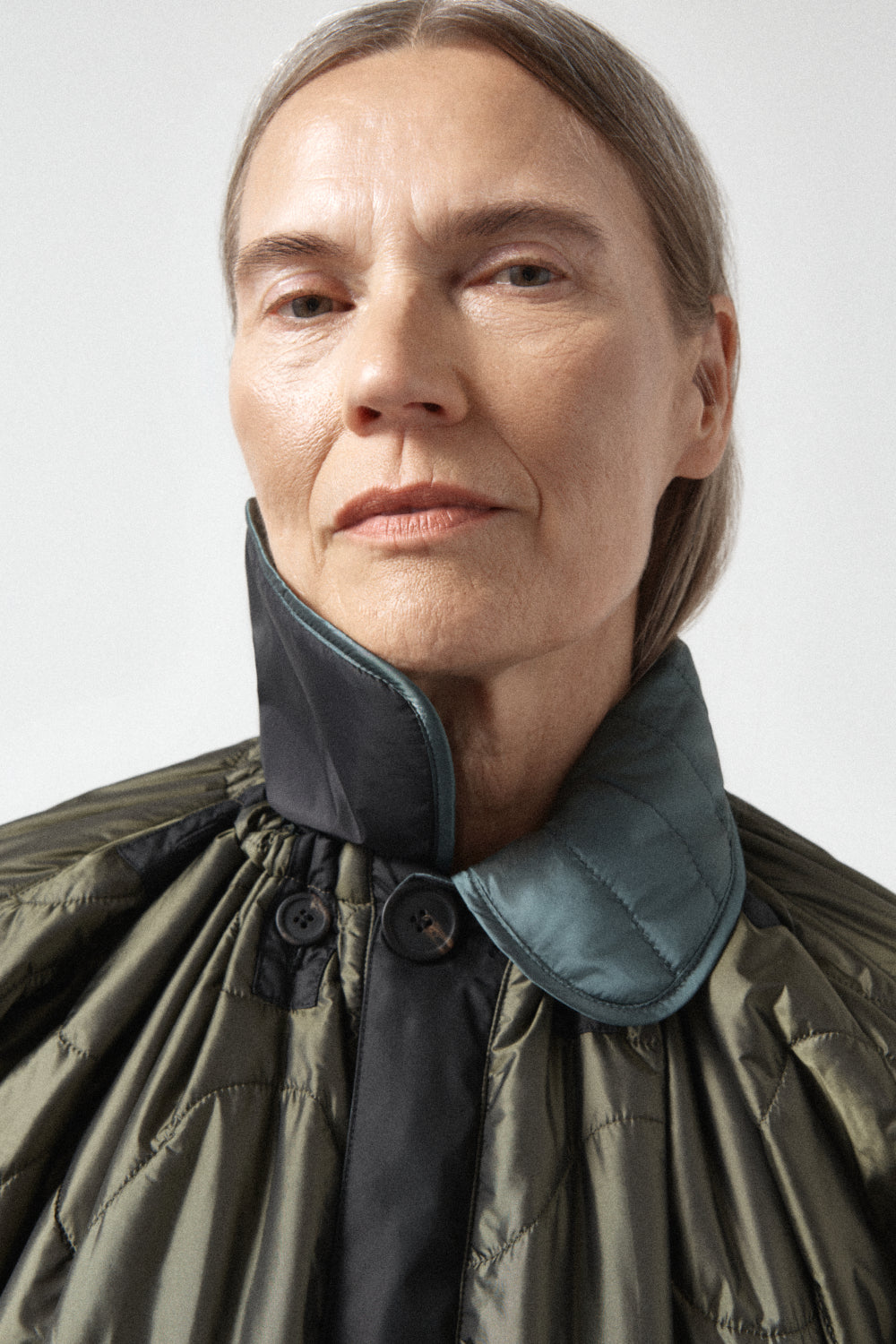 Quilted Collar - Mineral Green / Black