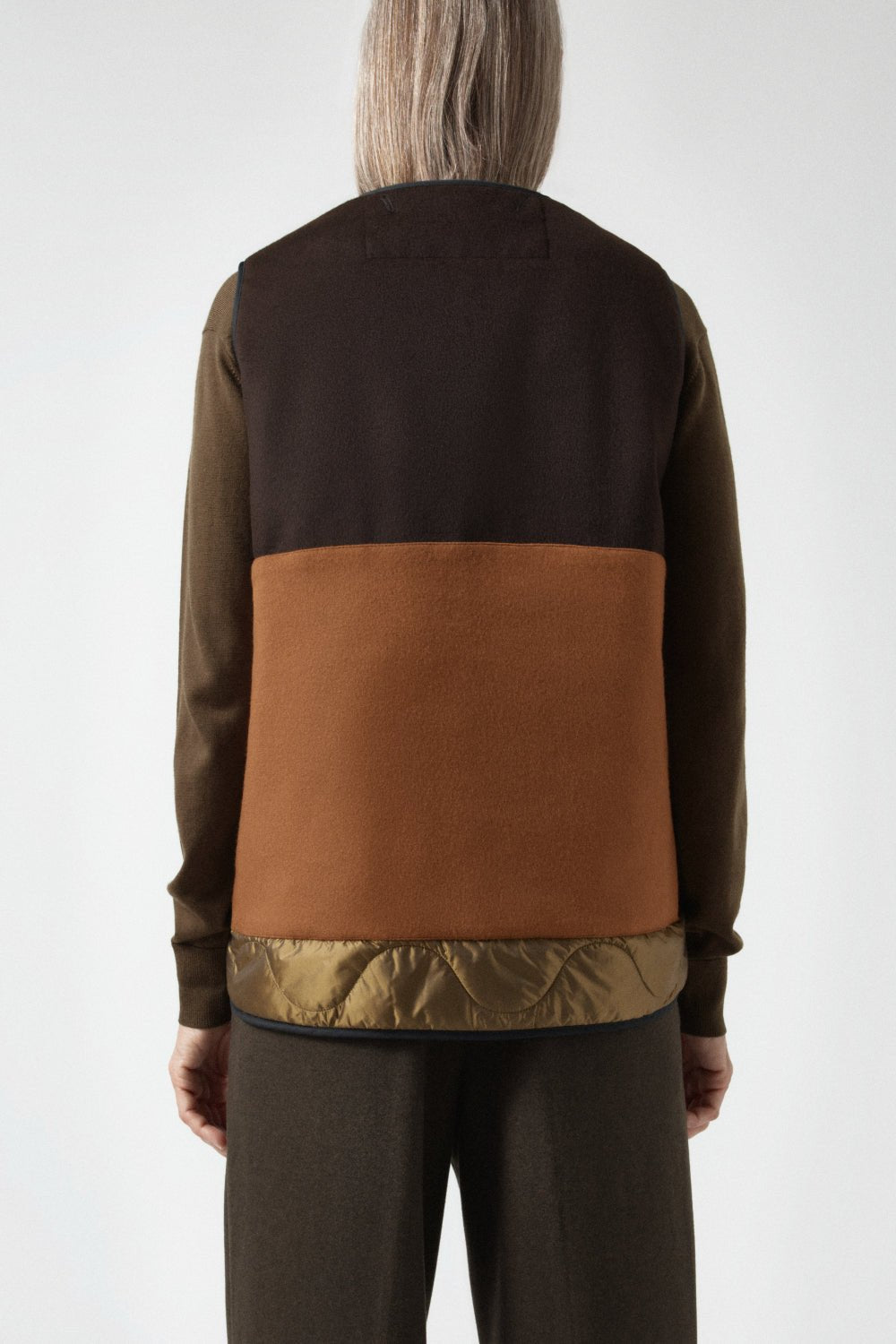 Signature Patchwork Wool Vest - Moss & Chocolate / Olive