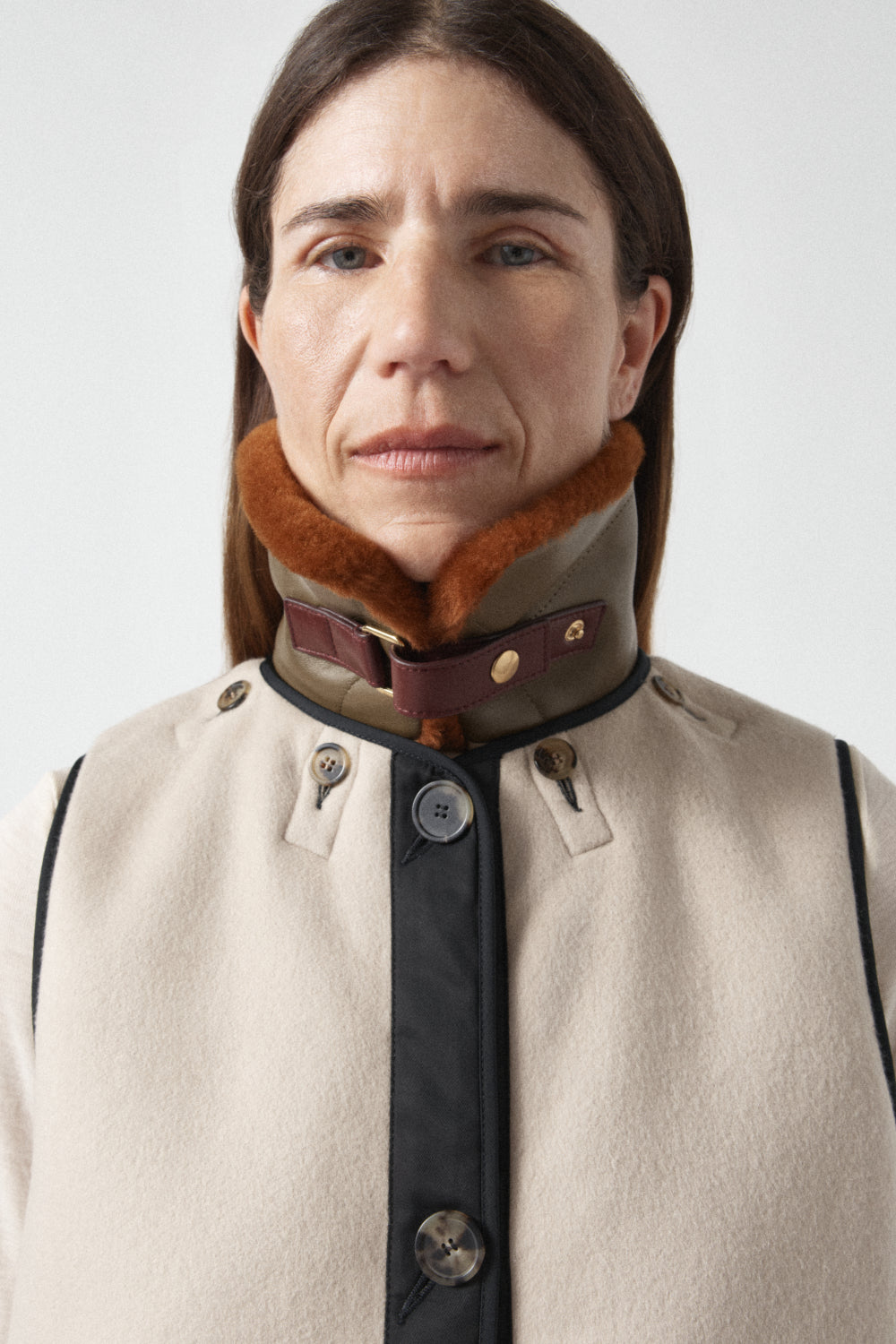 Aviator Shearling Latch Collar - Amber / Moss