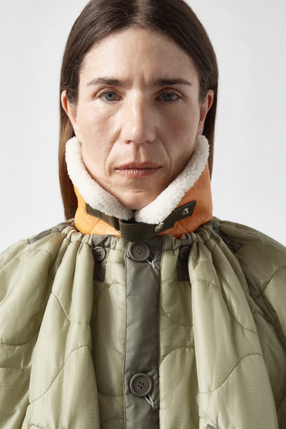 Aviator Shearling Latch Collar - Natural / Orange