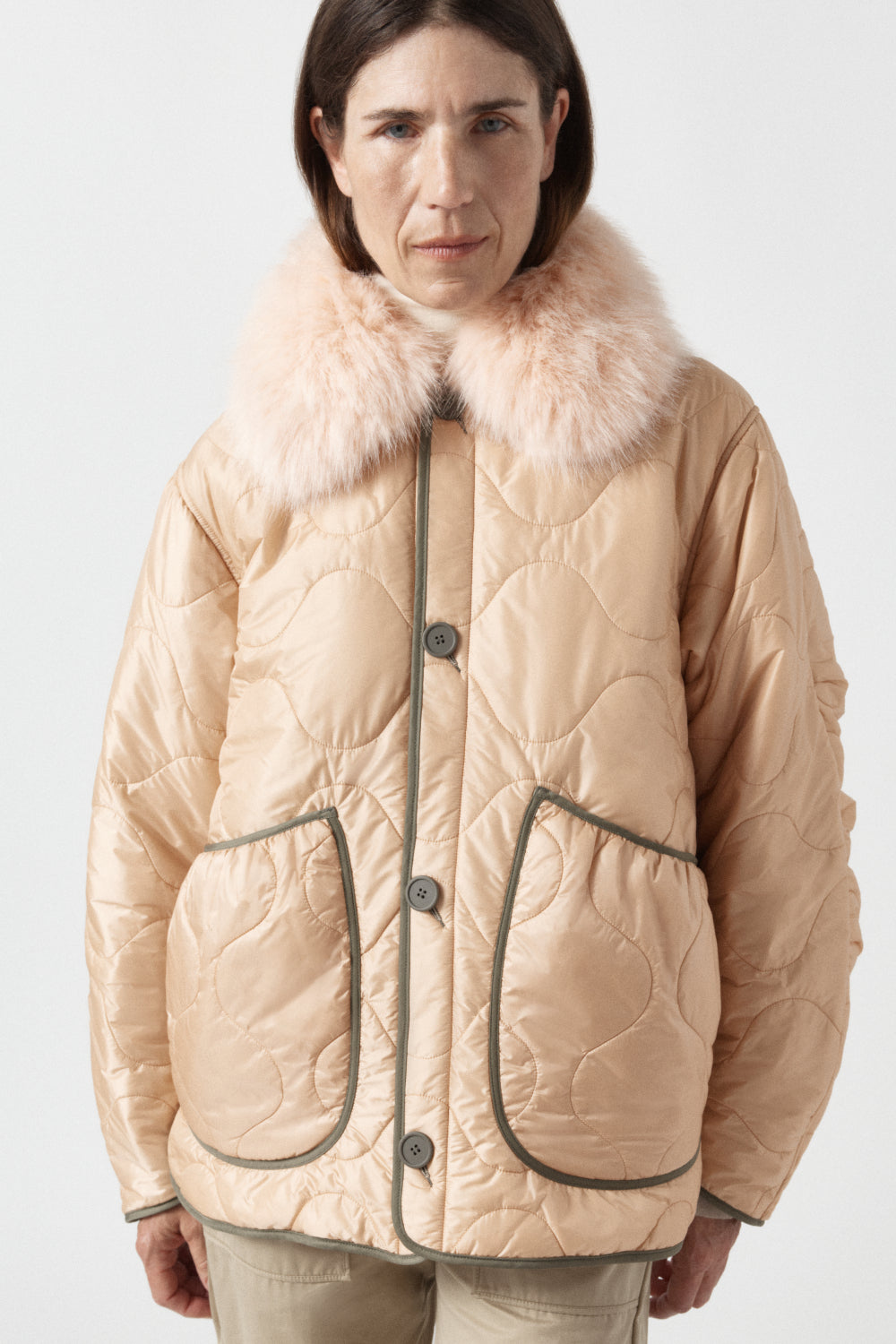 Faux Fur Collar - Soft Peach