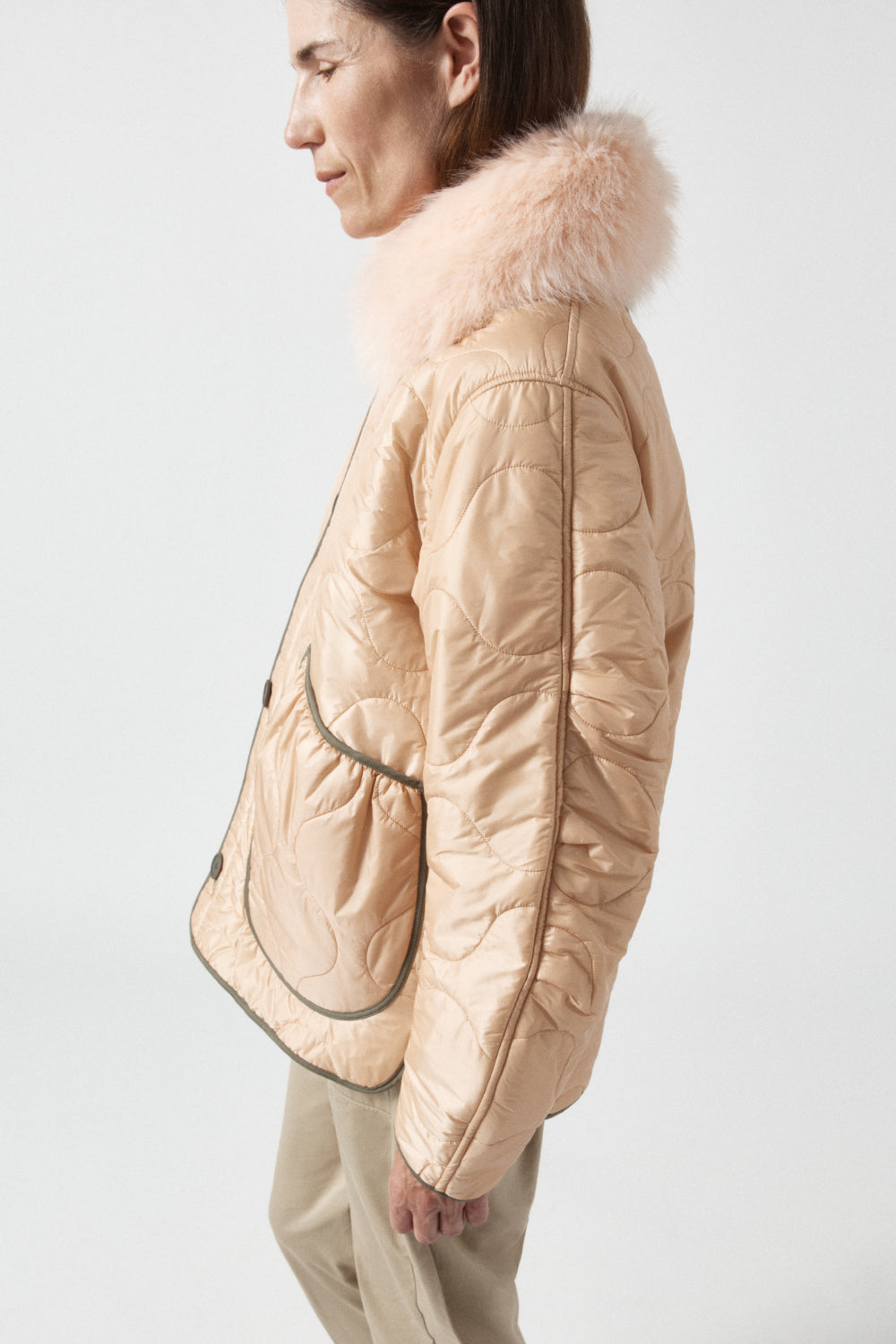 Faux Fur Collar - Soft Peach