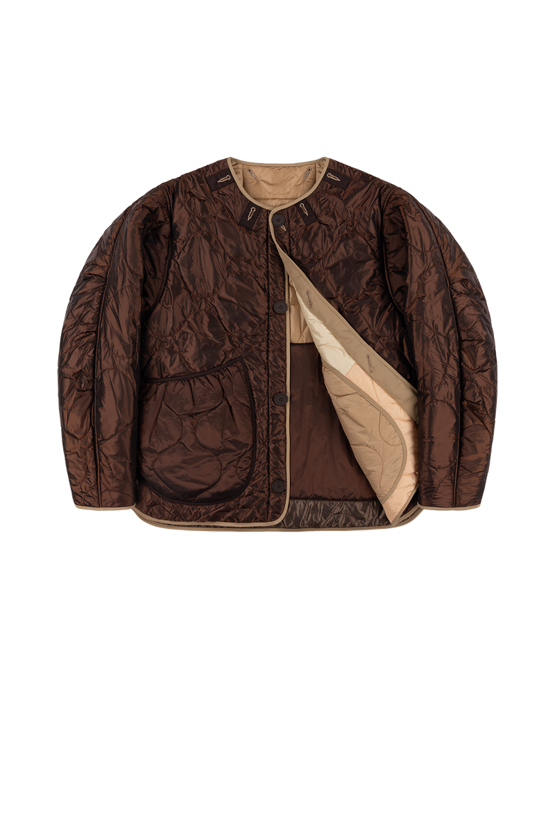 Signature Patchwork Cropped Quilt - Oyster / Dark Sienna - Layer 1