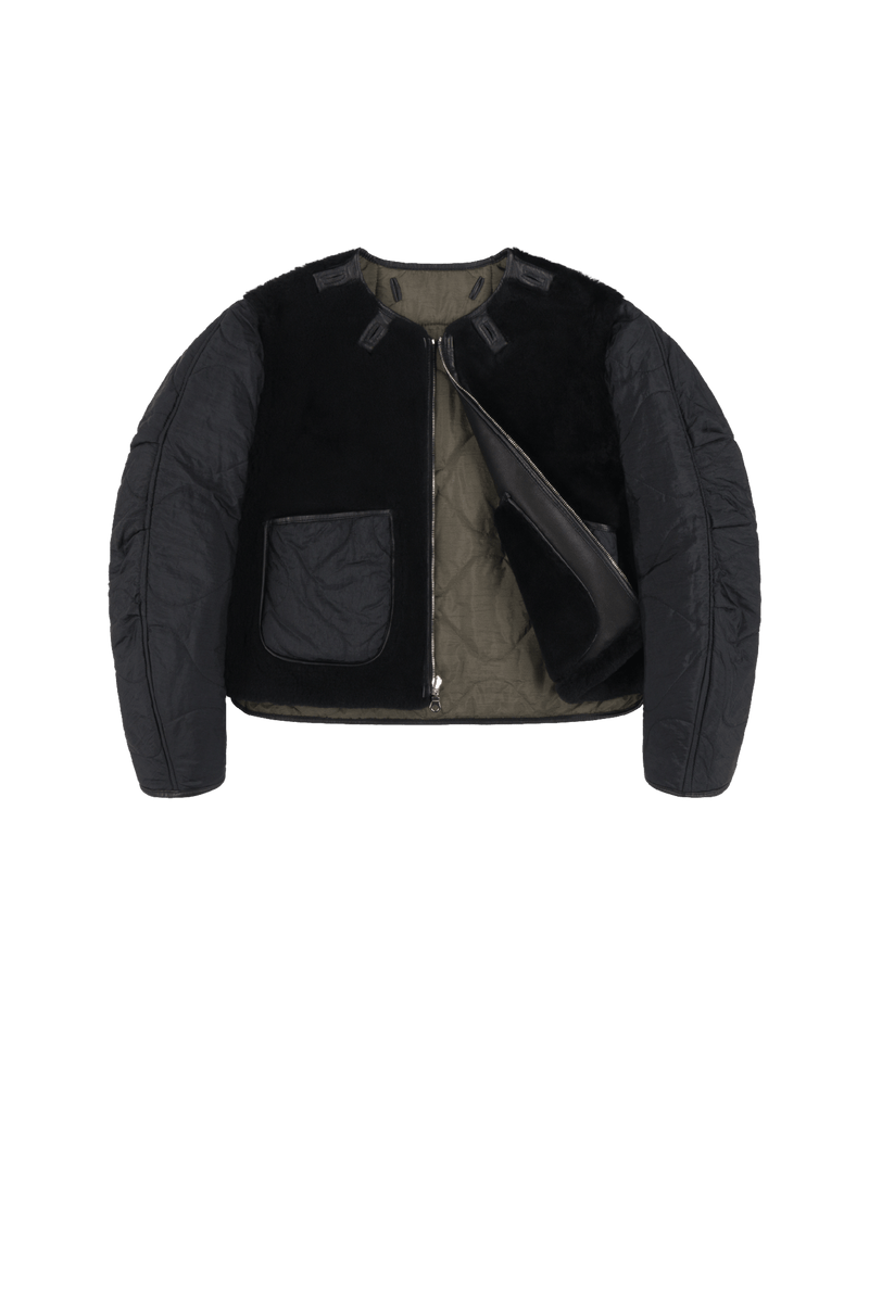 Aviator Shearling Jacket - Black / Black - Layer 1