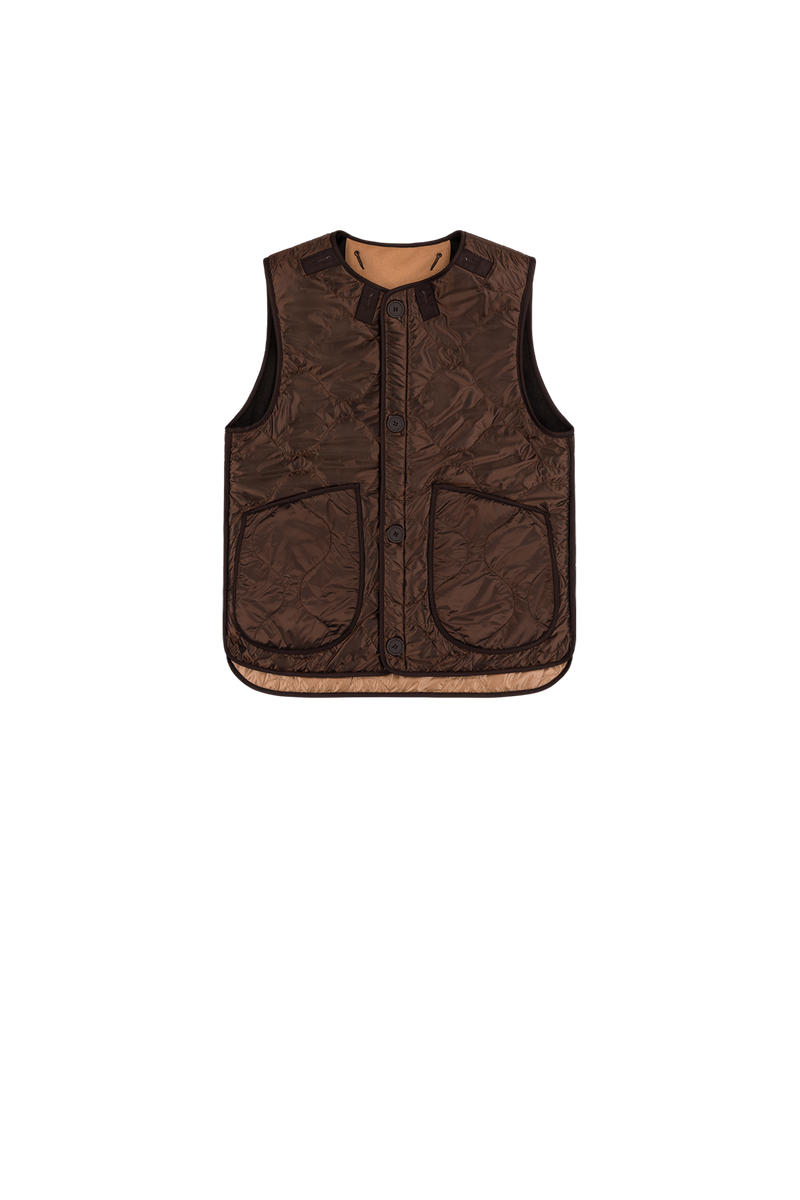 Signature Patchwork Wool Vest - Stone / Dark Sienna - Layer 2
