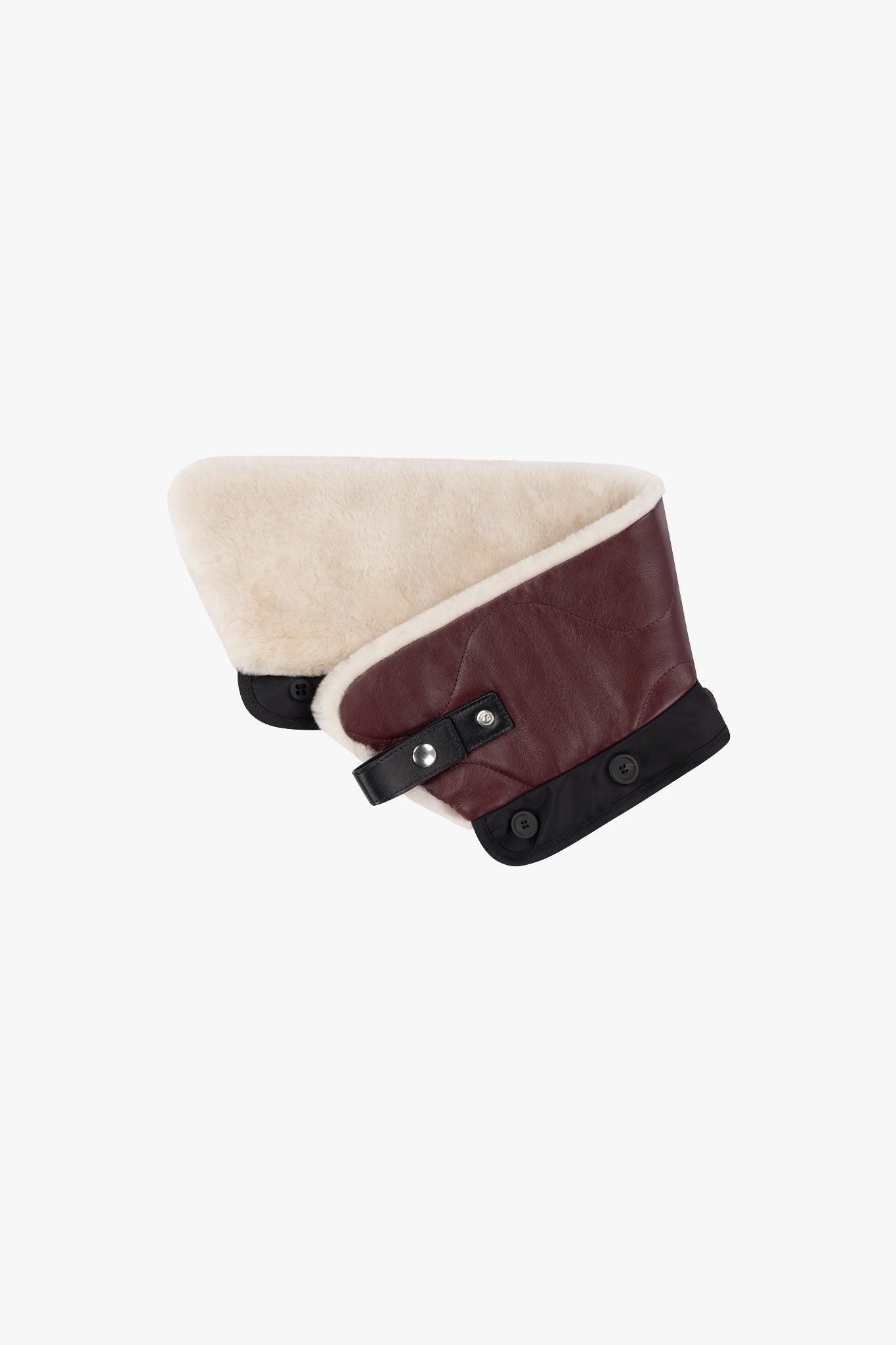 Aviator Shearling Latch Collar - Pebble / Oxblood