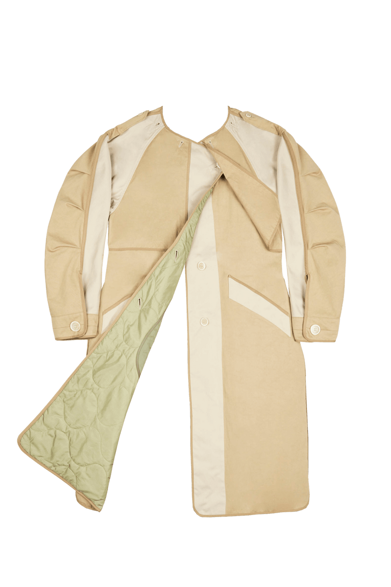 Signature Cotton Trenchcoat - Stone / Pale Sage & Olive - Layer 6