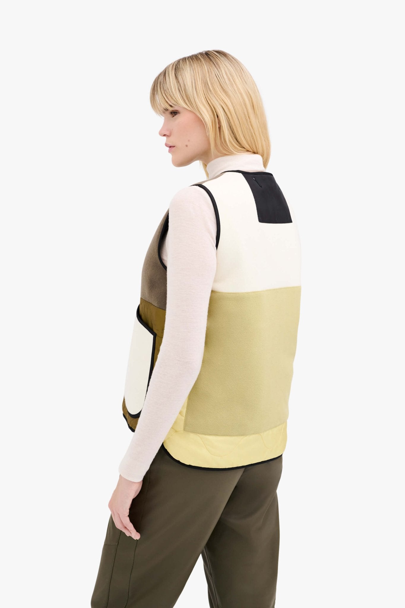 Signature Patchwork Wool Vest - Olive & Ivory / Dark Olive