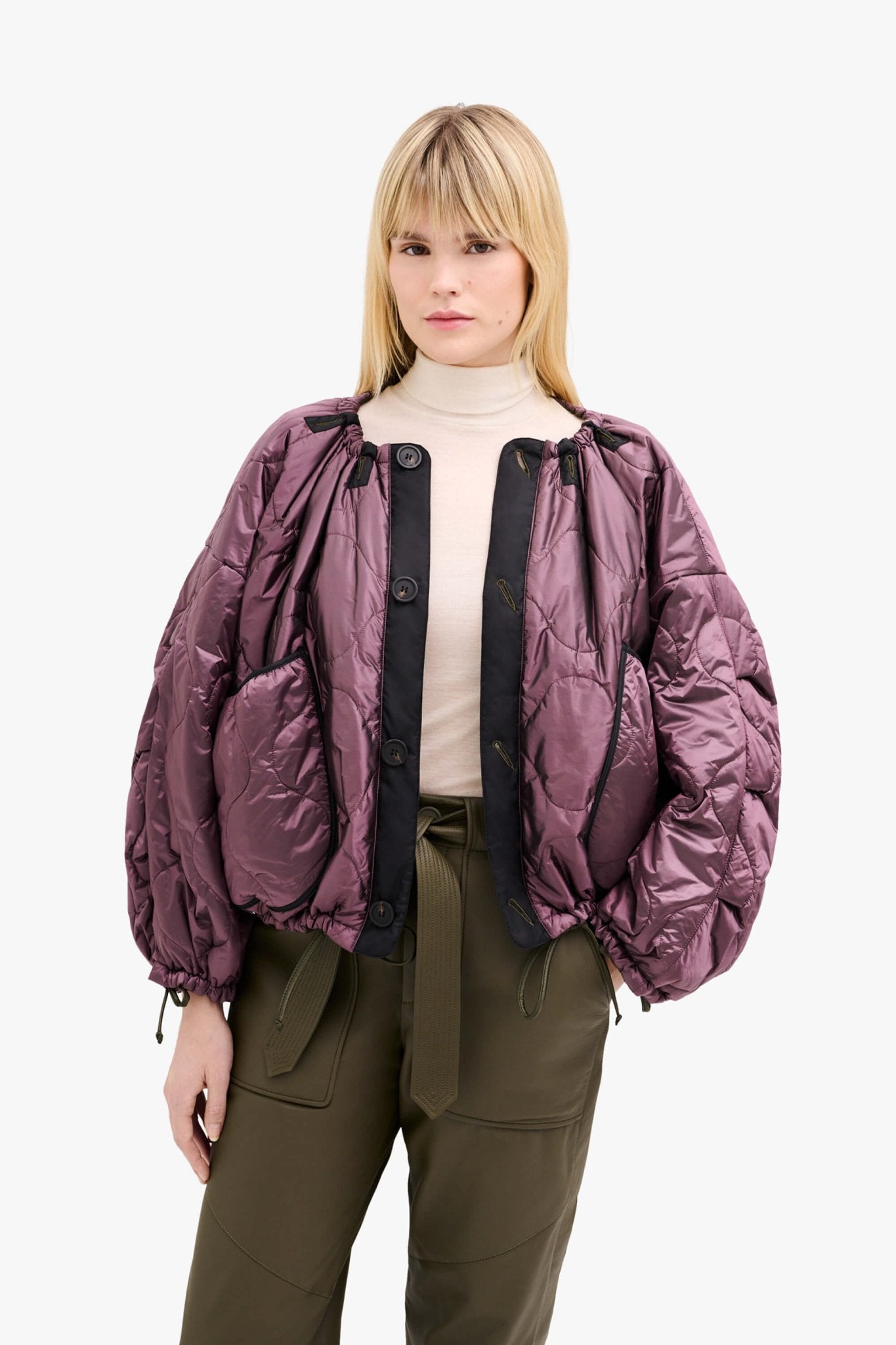 Parachute Quilted Bomber - Amethyst / Dark Olive