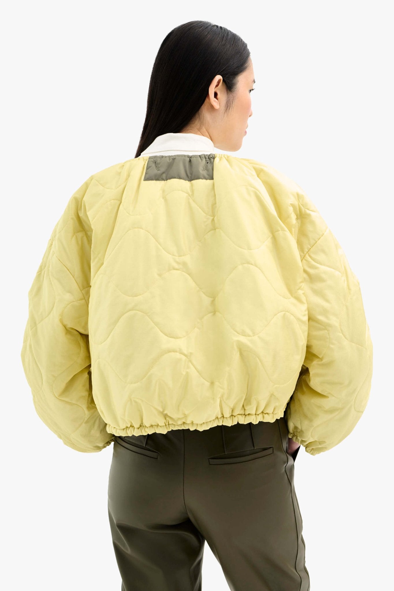 Parachute Quilted Bomber - Pale Yellow / Peat
