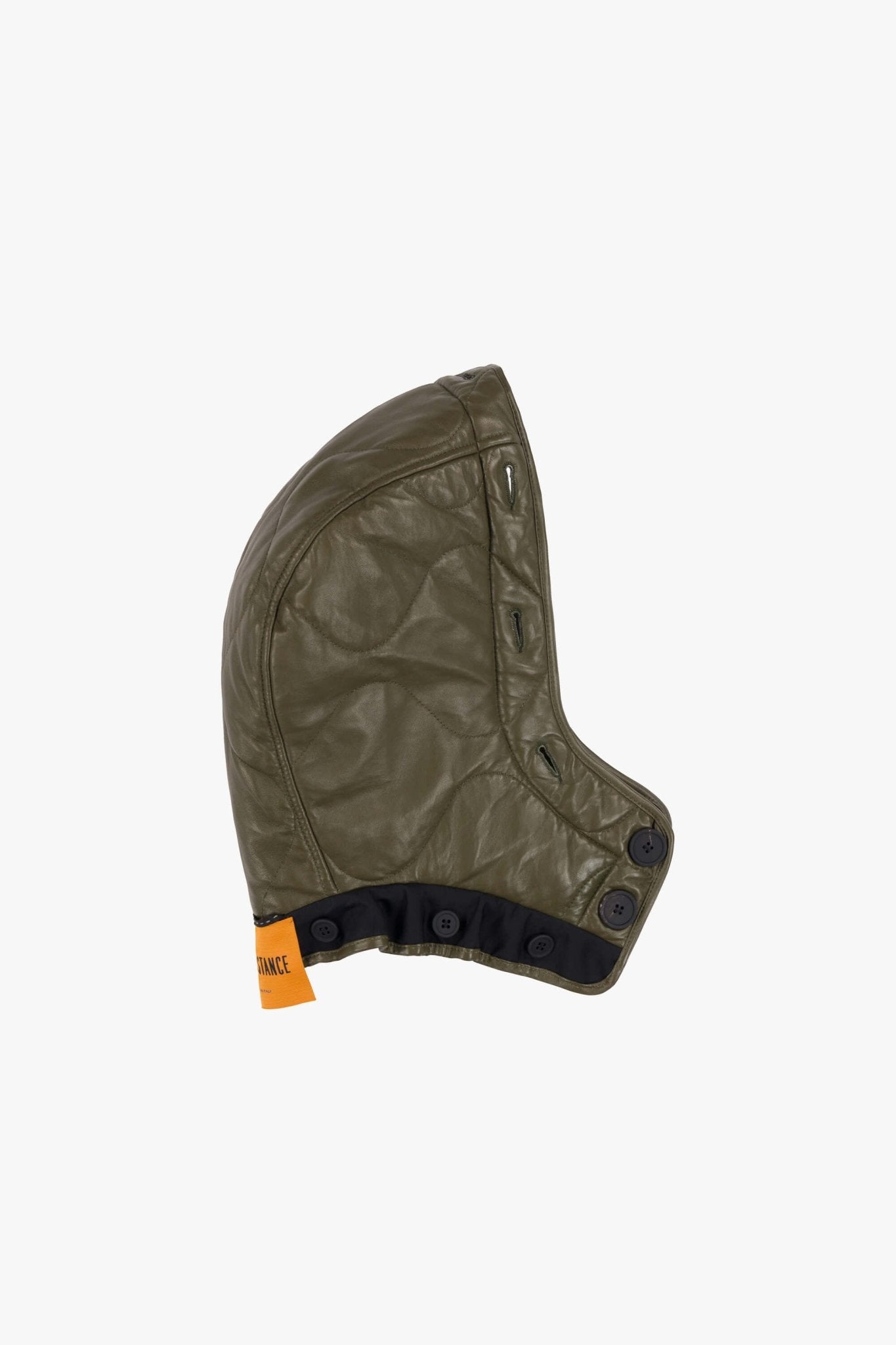 Shearling Leather Quilt Hood - Natural / Dark Olive