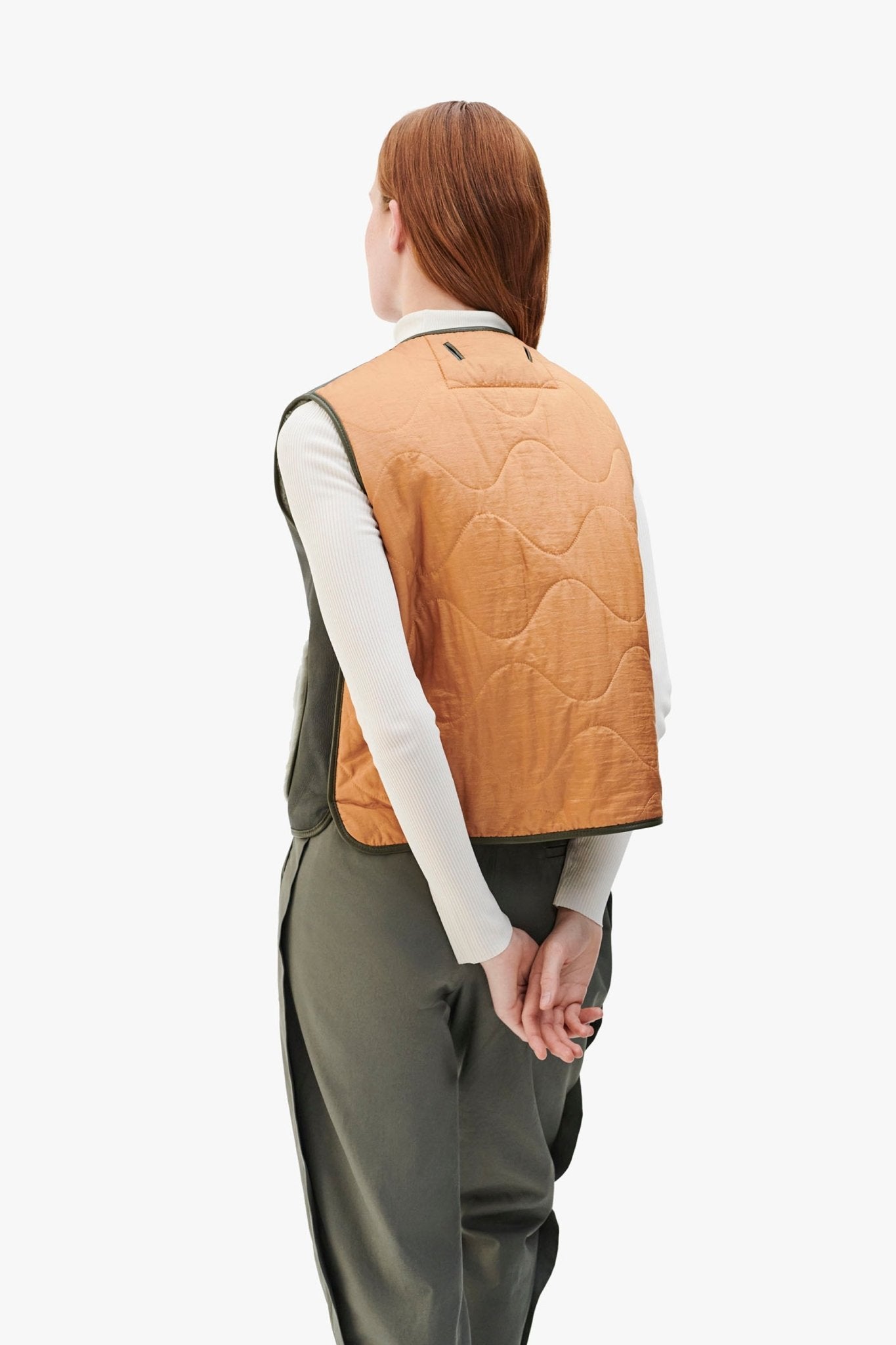 Aviator Shearling Vest - Dark Olive / Pale Jade