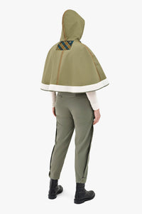 Weatherproof Bonded Hooded Cape - Olive / Chartreuse & Antique Gold