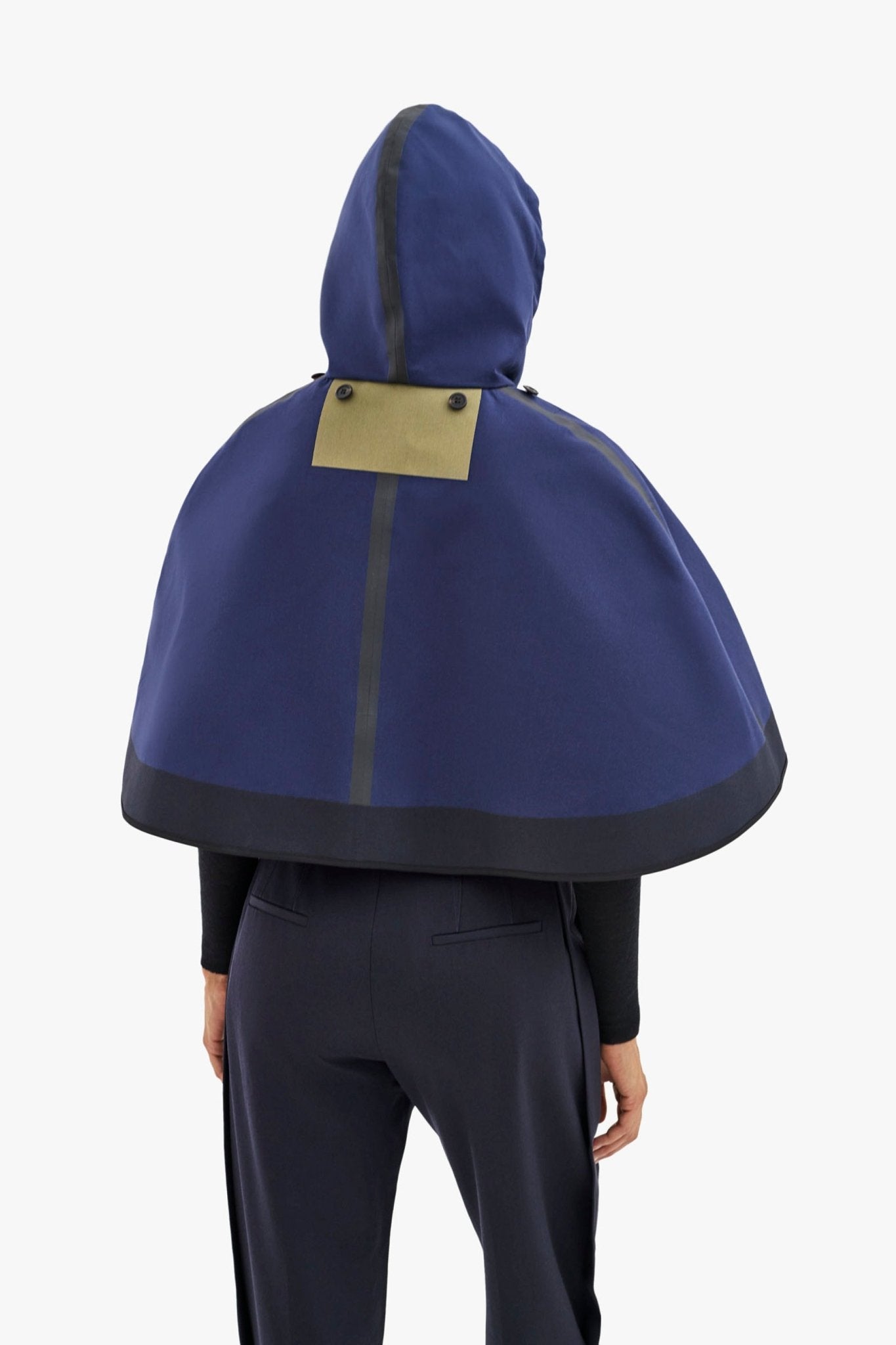 Weatherproof Bonded Hooded Cape - Navy / Green Plaid