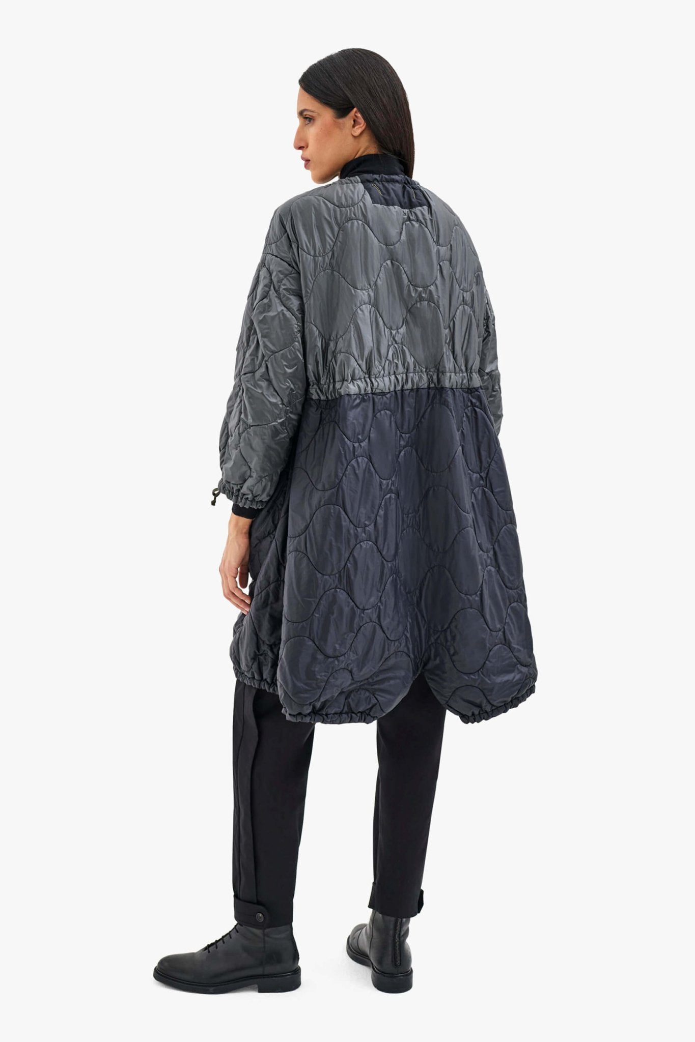 Parachute Quilted Parka - Dark Olive / Black