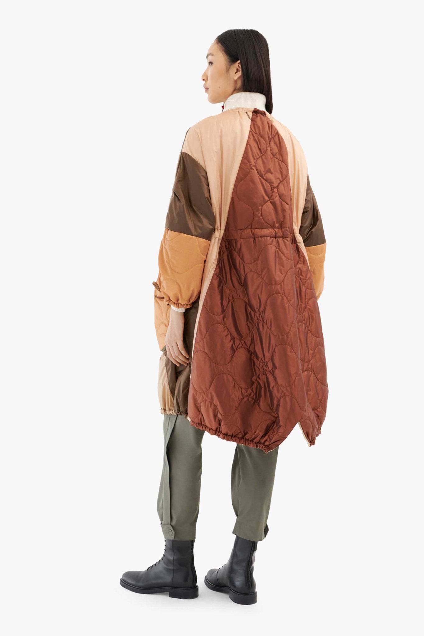 Parachute Patchwork Parka - Bronze / Mocha Brown