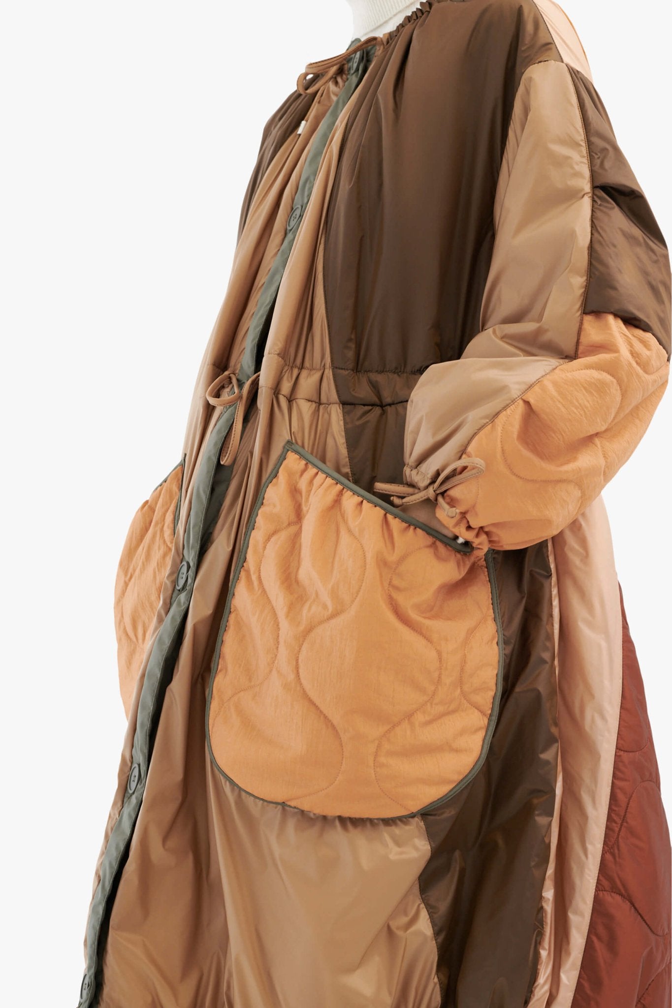 Parachute Patchwork Parka - Bronze / Mocha Brown