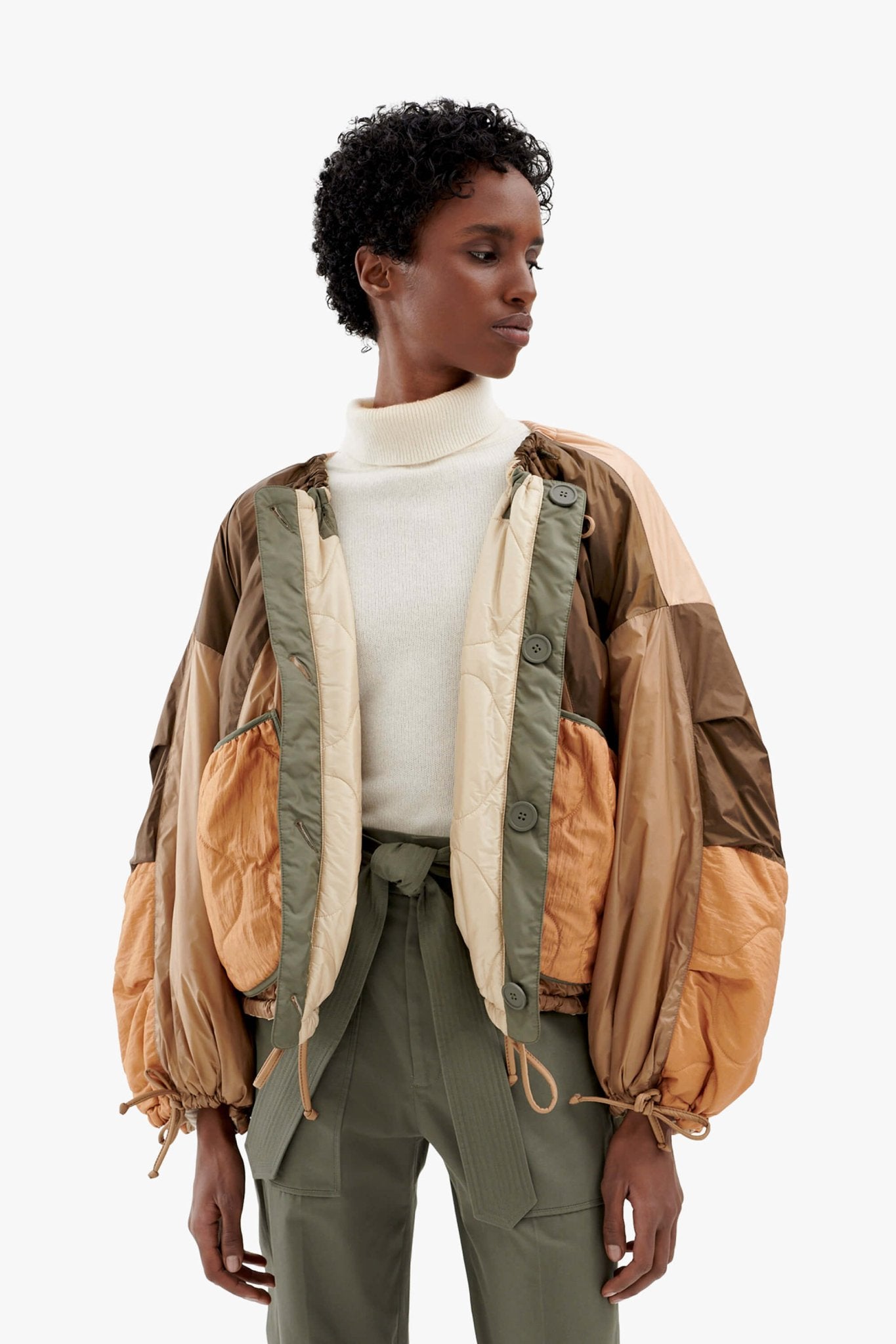 Parachute Patchwork Bomber - Mocha Brown / Oyster