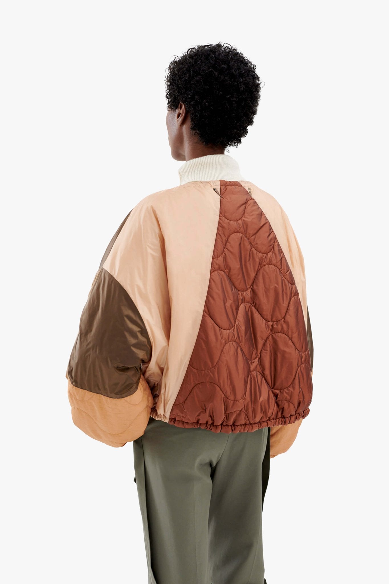 Parachute Patchwork Bomber - Mocha Brown / Oyster