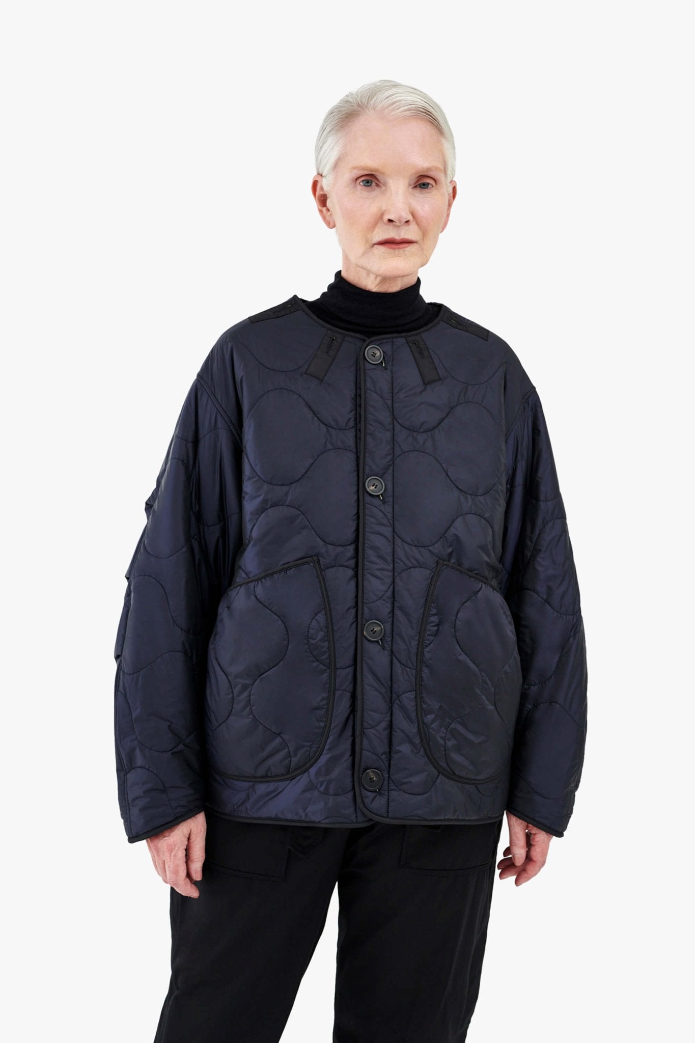Signature Patchwork Wool Cropped Quilt - Dark Olive & Anthracite / Midnight