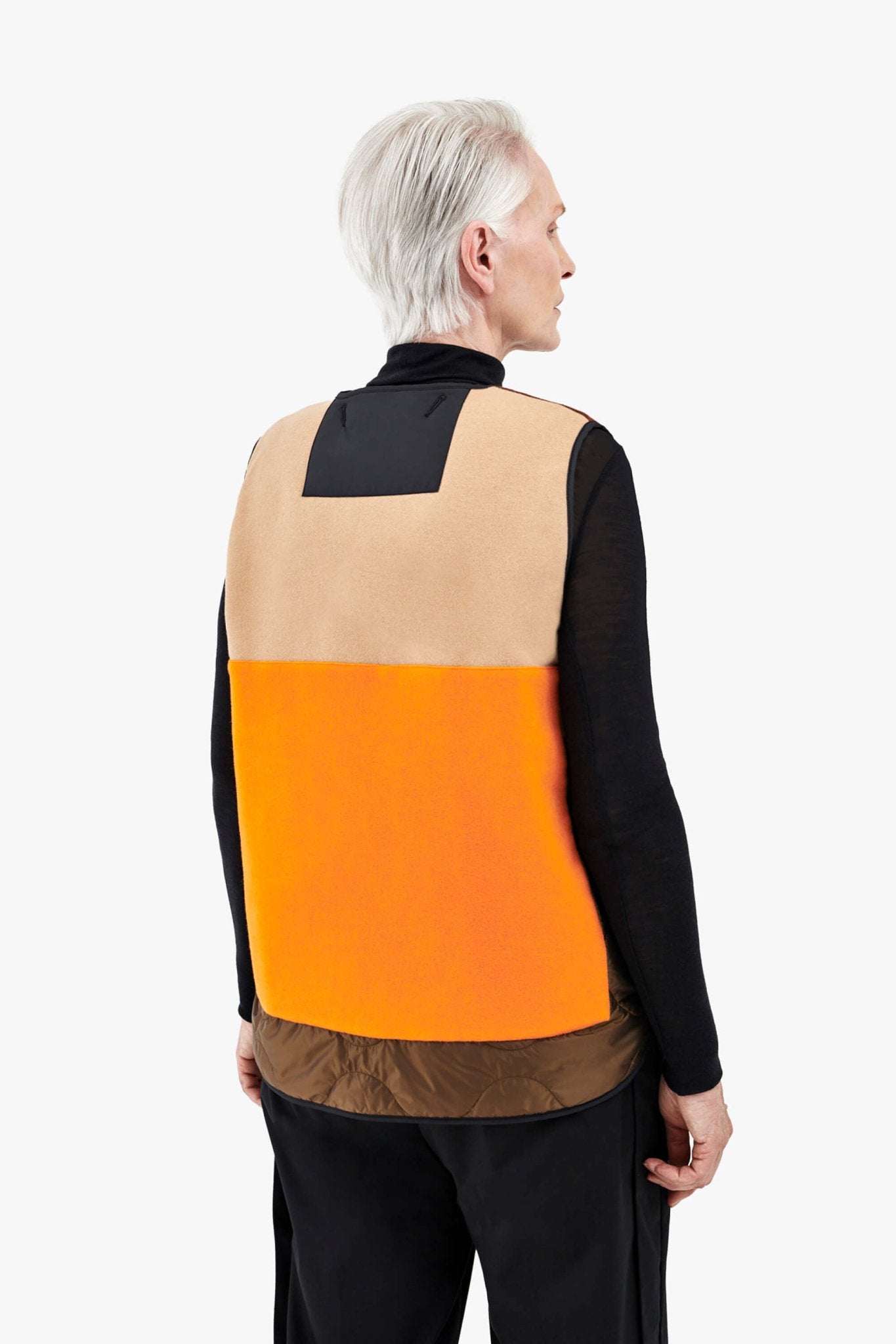 Signature Patchwork Wool Vest - Chestnut & Camel / Bronze