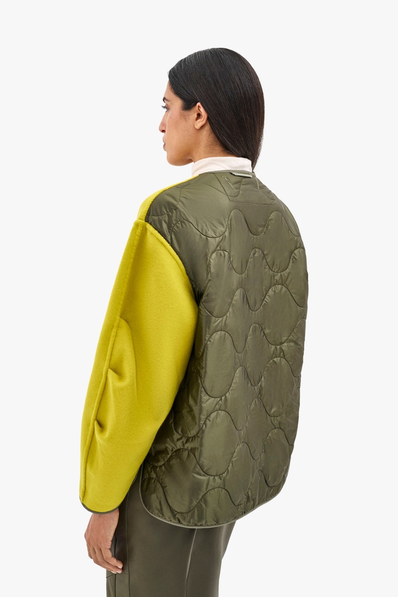 Signature Wool Peacoat - Olive / Chartreuse