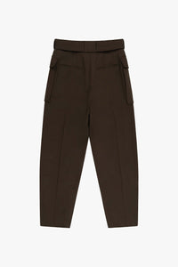 Wool Patch Pocket Trouser - Dark Olive