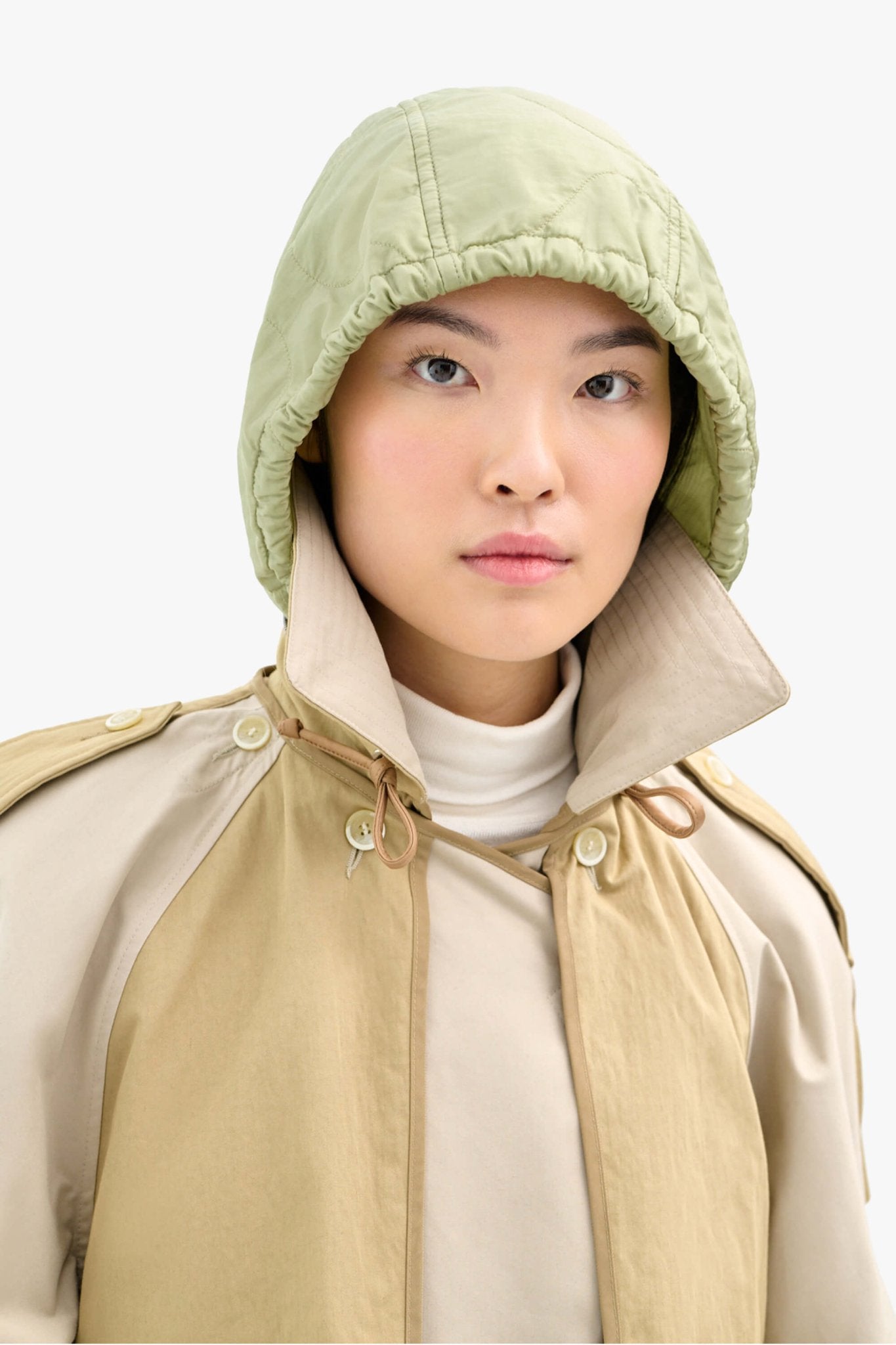 Packaway Hood Collar - Stone & Pale Sage