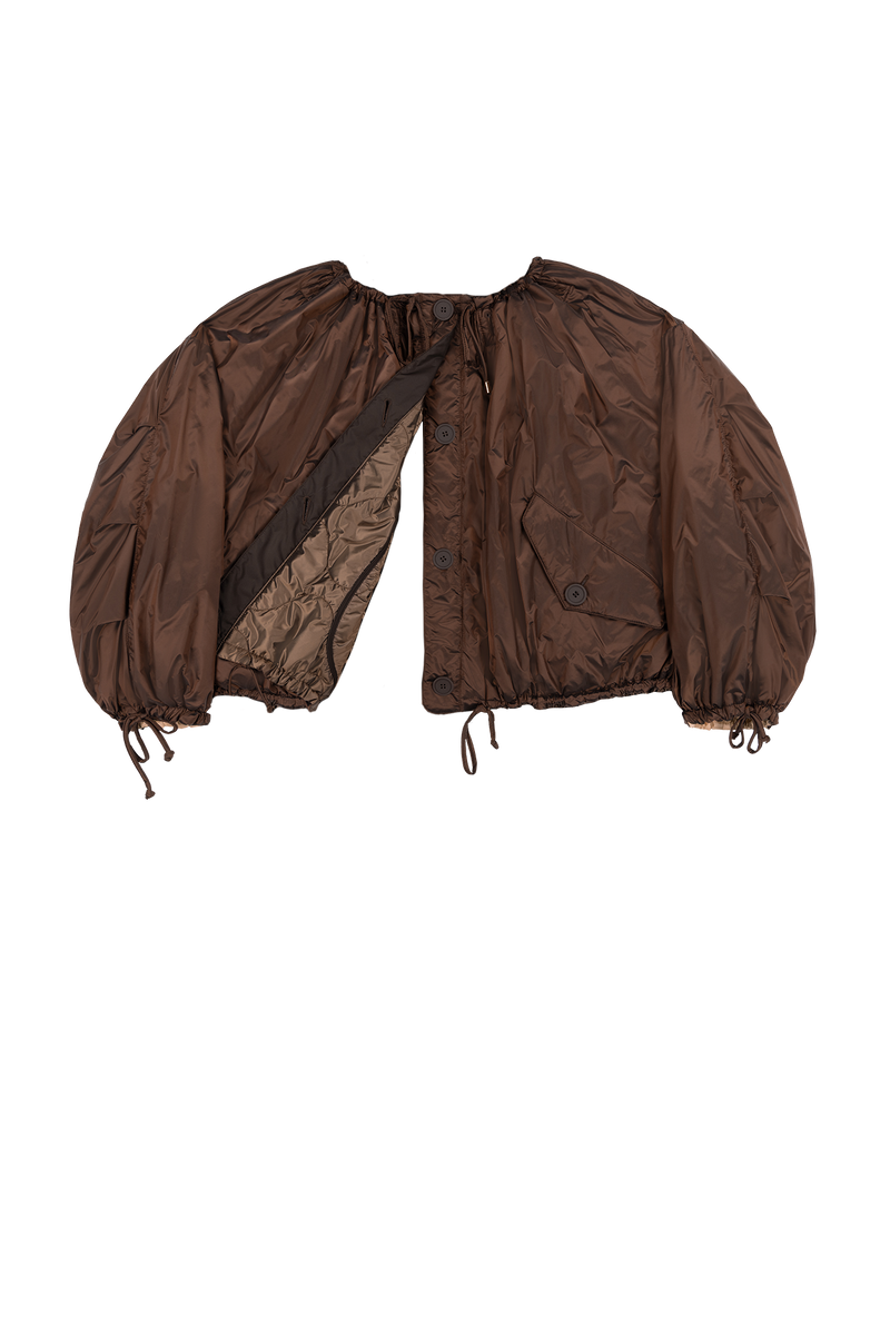 Parachute Quilted Bomber - Dark Umber & Soft Peach / Dark Sienna - Layer 6