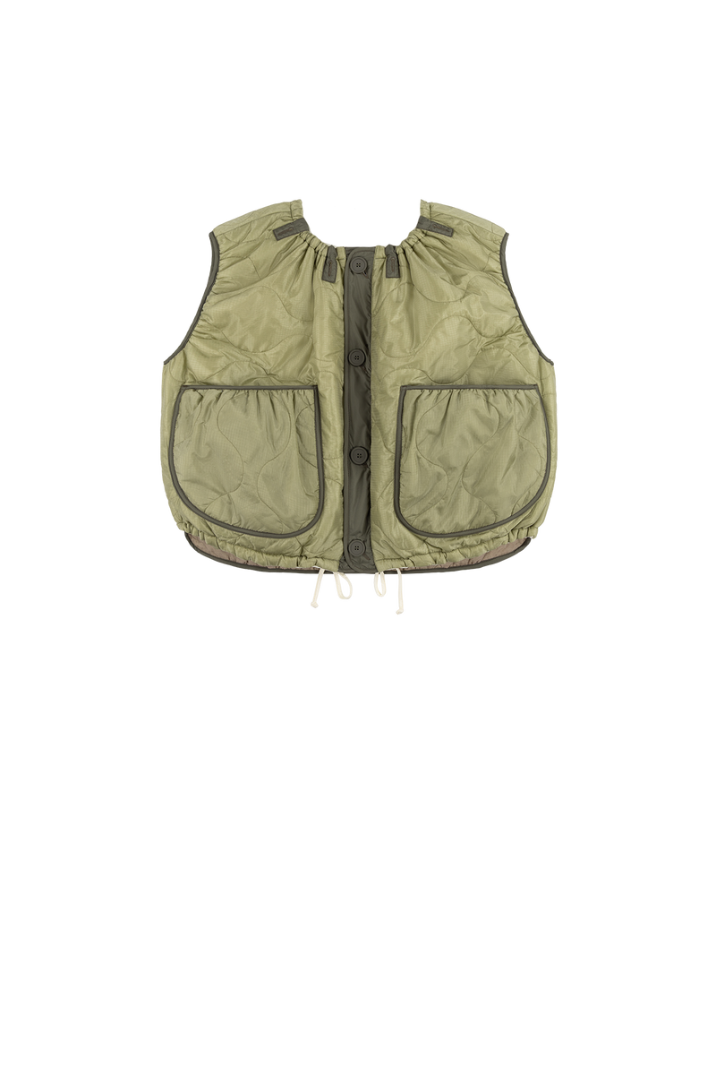 Parachute Quilted Vest - Pale Sage / White - Layer 5
