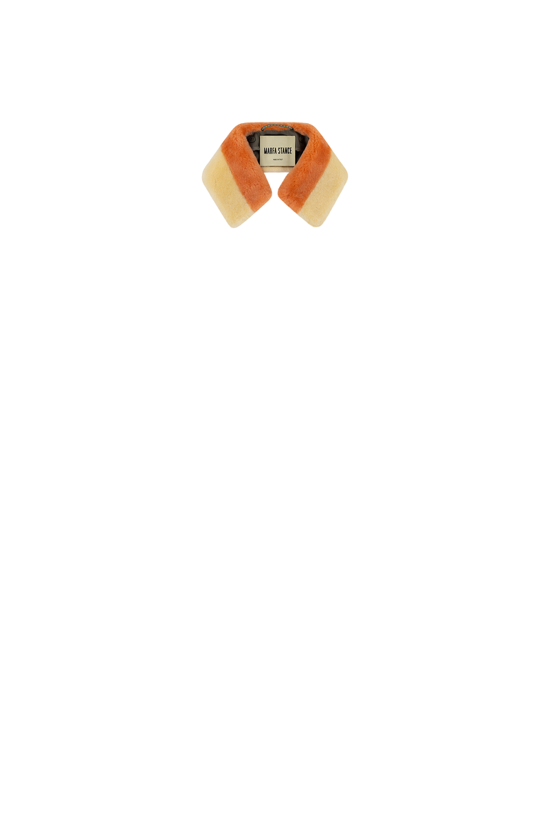Shearling Stripe Collar - Pale Yellow & Bright Orange - Layer 8