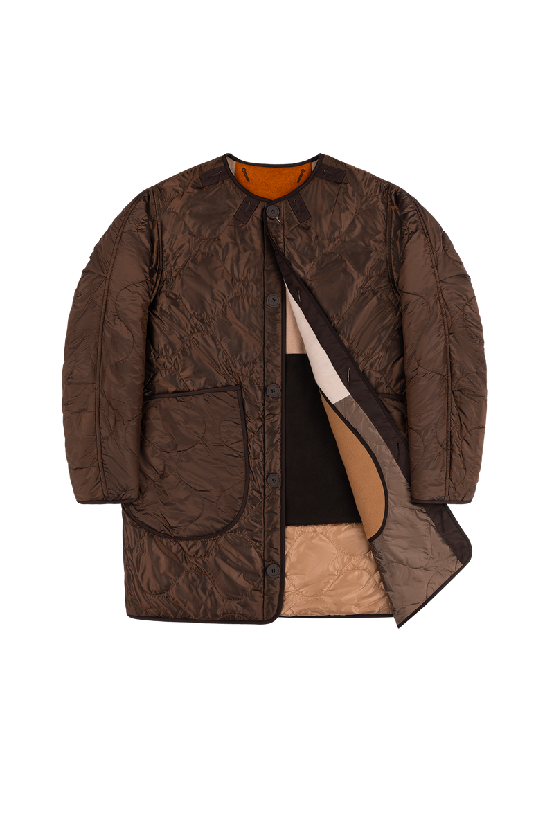 Signature Patchwork Wool Quilt - Camel / Dark Sienna - Layer 1