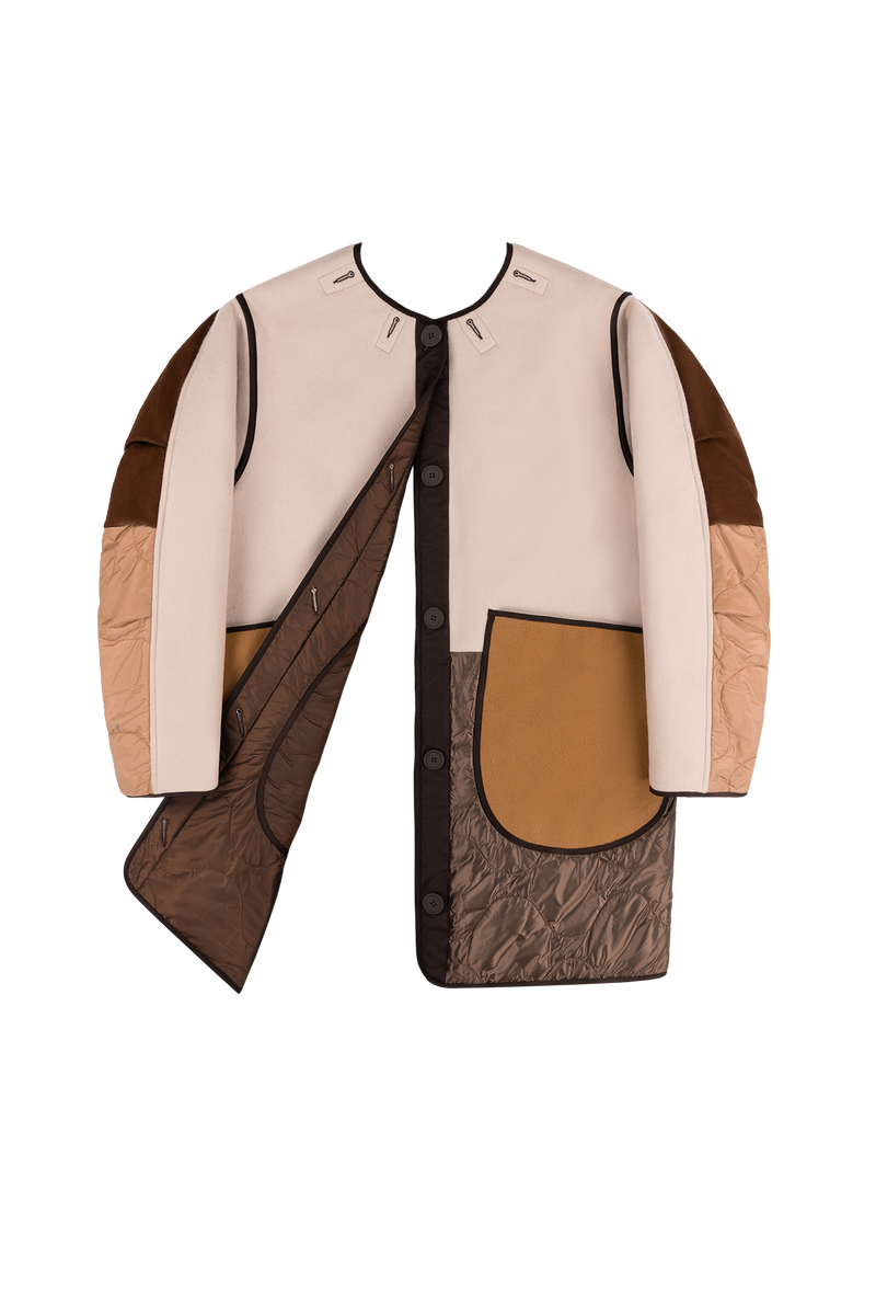 Signature Patchwork Wool Quilt - Camel / Dark Sienna - Layer 6