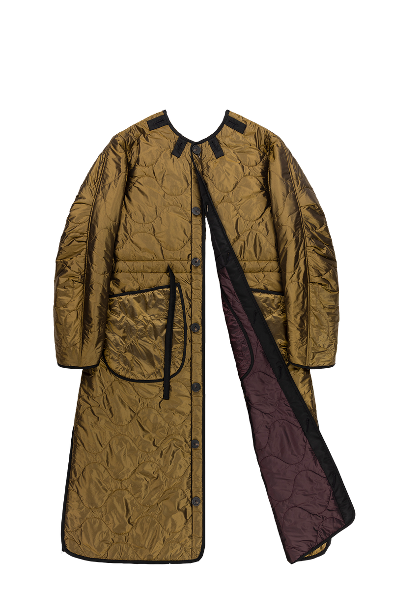 Signature Patchwork Long Quilt - Black / Antique Gold - Layer 6