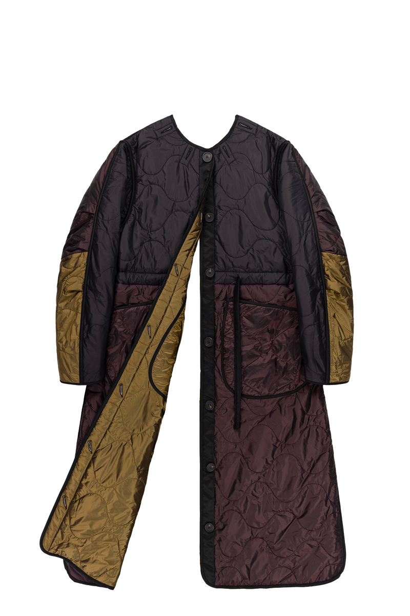Signature Patchwork Long Quilt - Black / Antique Gold - Layer 6