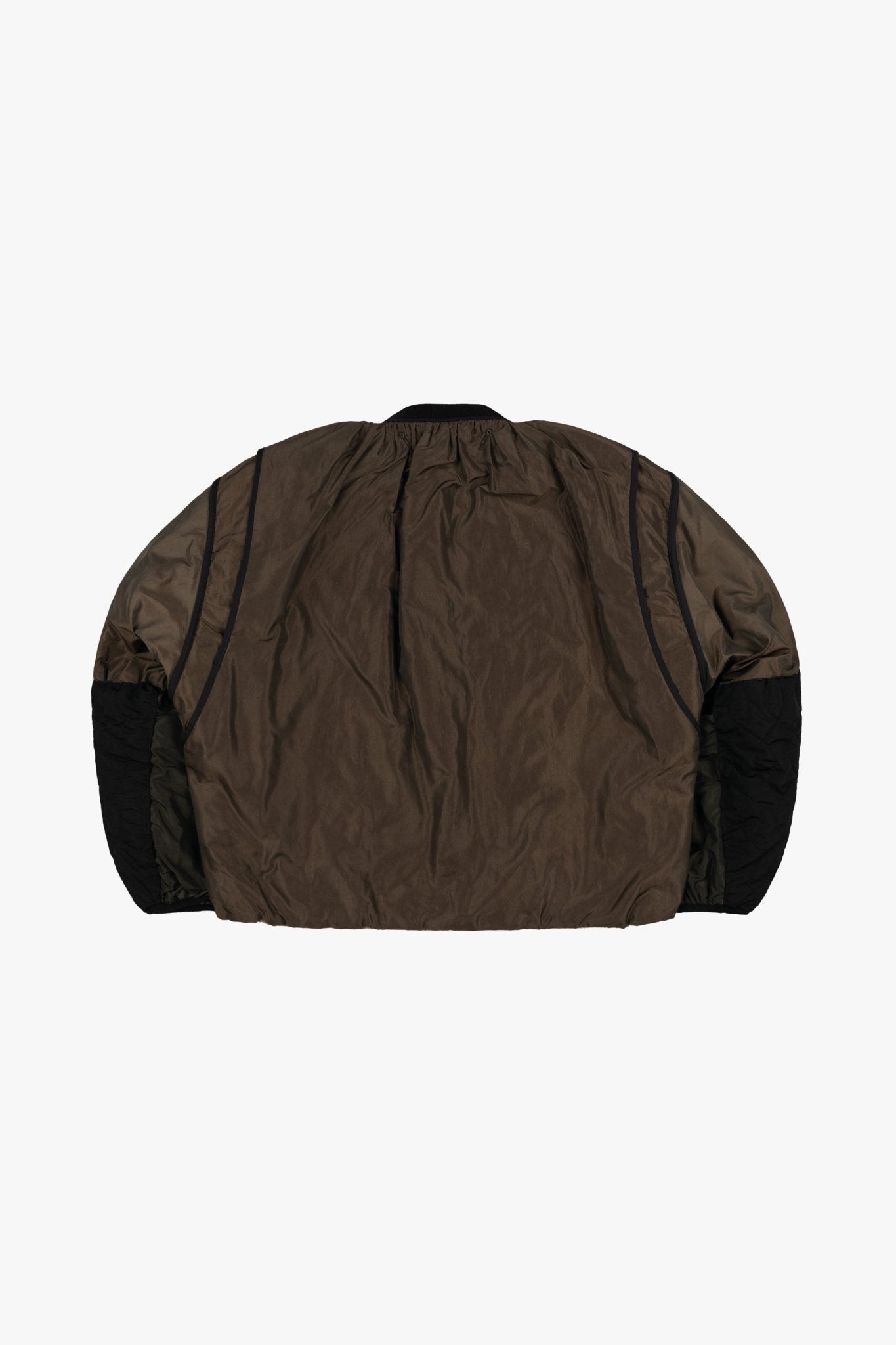 Silk Nylon Quilt Flight Bomber - Dark Olive / Peat