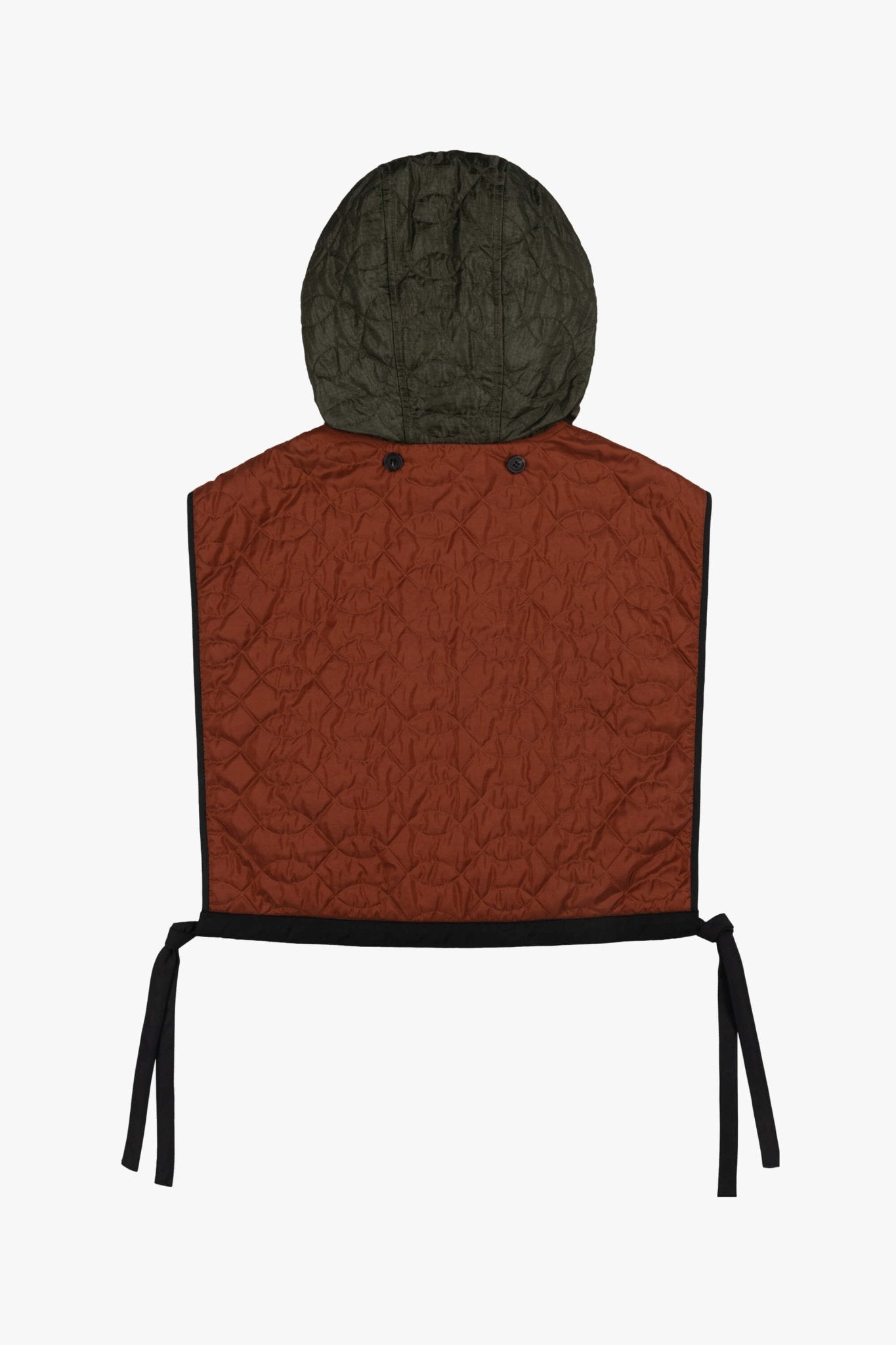 Silk Nylon Quilt Zip Hood - Peat / Burnt Orange