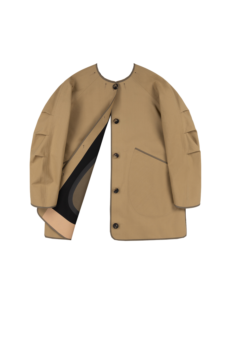 Weatherproof Bonded Short Raincoat - Black / Honey - Layer 6