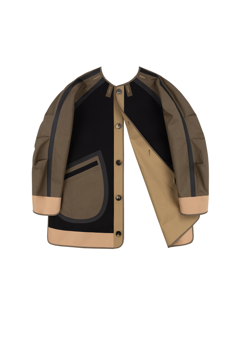 Weatherproof Bonded Short Raincoat - Black / Honey - Layer 6