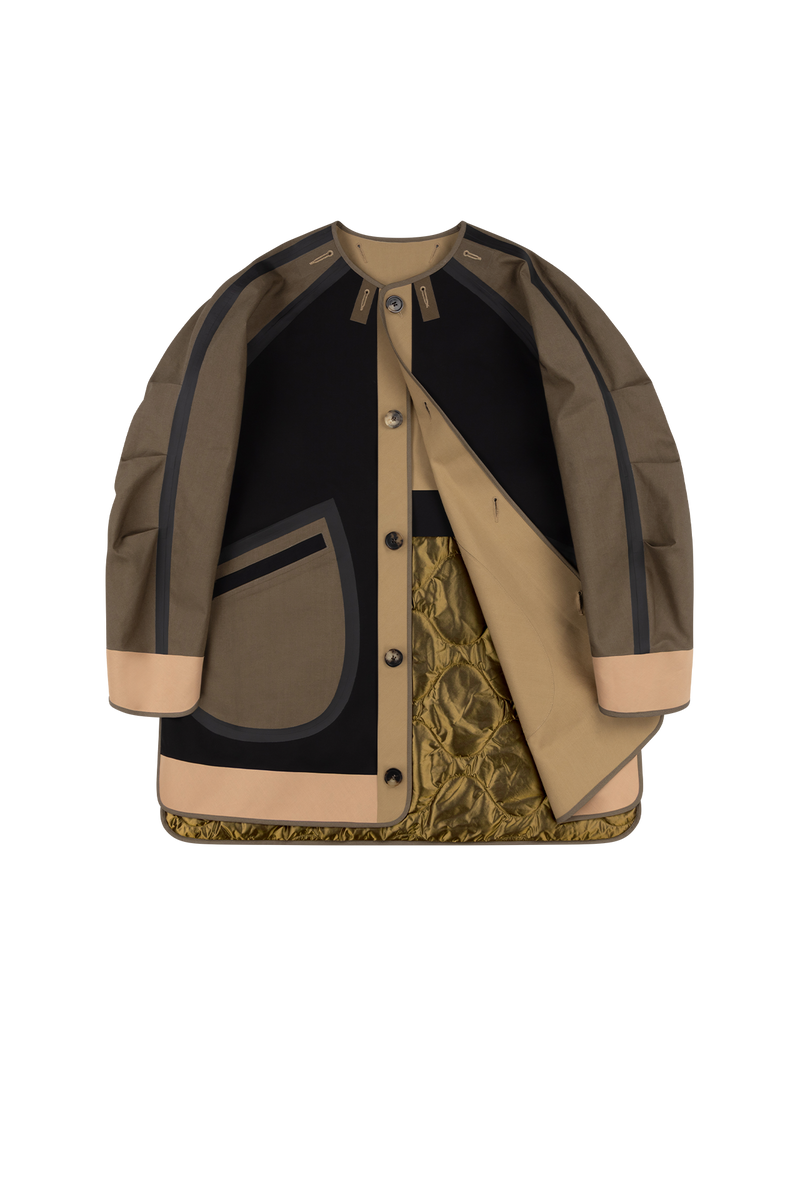 Weatherproof Bonded Short Raincoat - Black / Honey - Layer 1