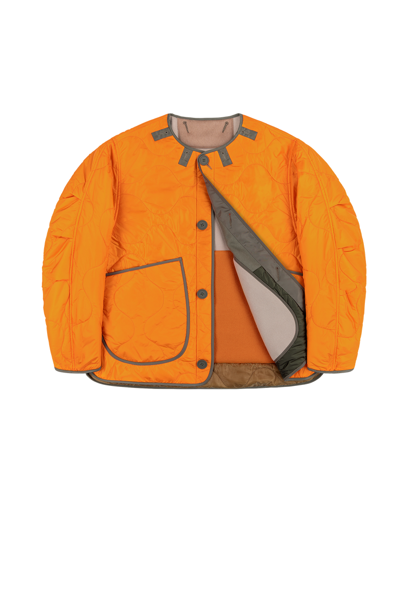 Signature Patchwork Wool Cropped Quilt - Sage / Patrol Orange - Layer 1