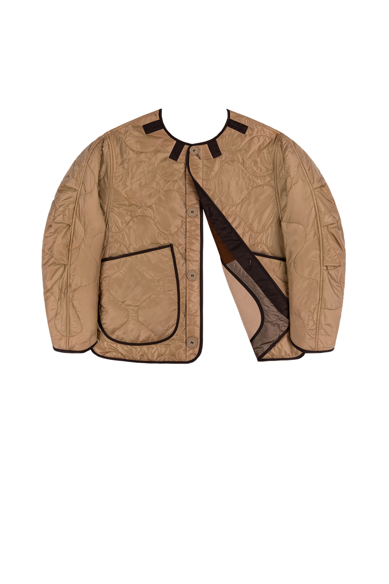 Signature Patchwork Wool Cropped Quilt - Dark Sienna / Mocha Brown - Layer 6