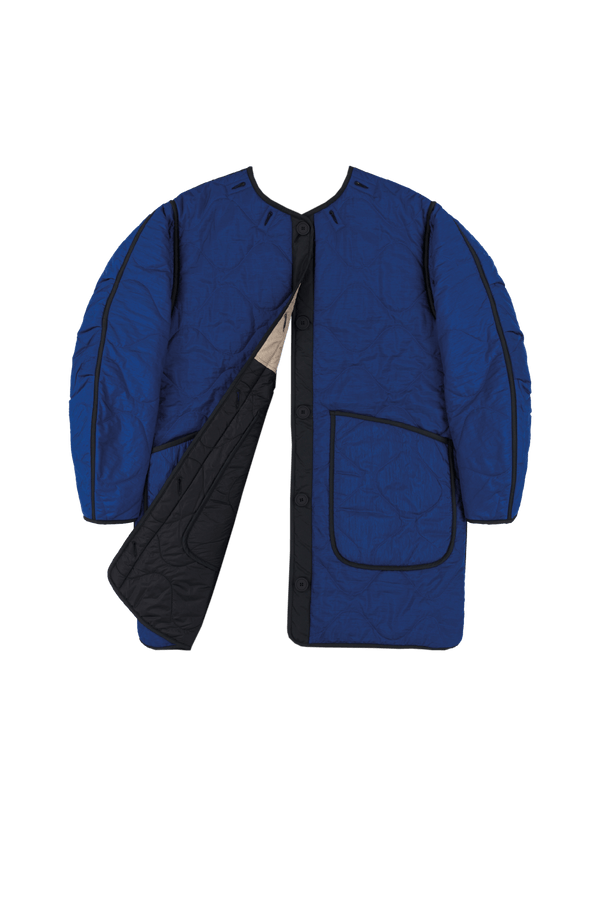 Signature Colourblock Quilt - Stone / Cobalt - Layer 6