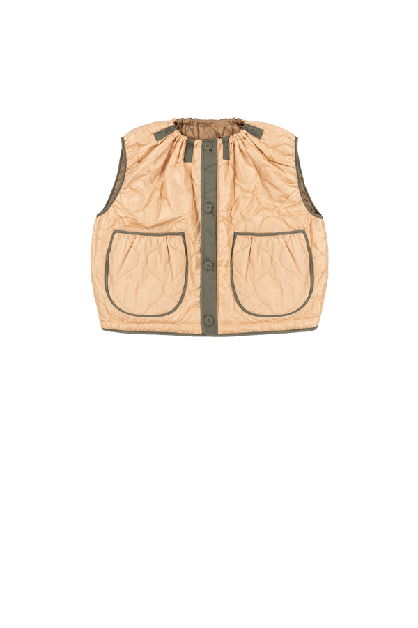 Parachute Quilted Vest - Mocha Brown / Soft Peach - Layer 2