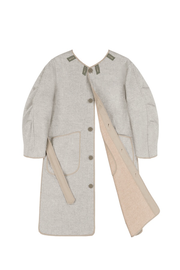 Signature Wool Parka - Taupe / Pale Grey - Layer 6