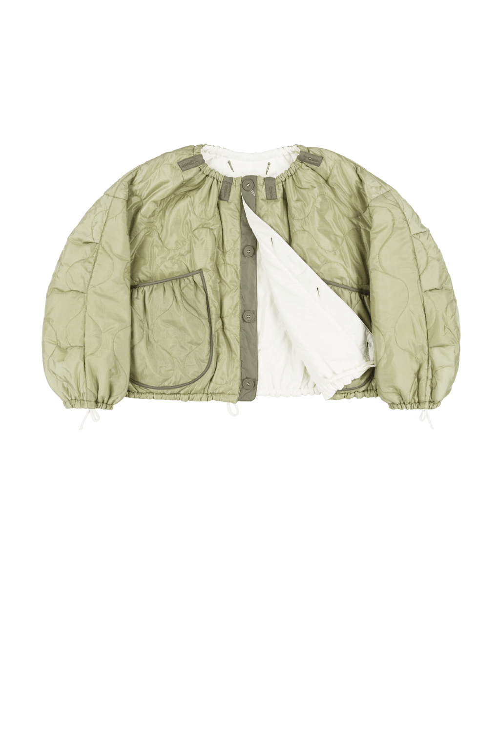 Parachute Quilted Bomber - Pale Sage / White - Layer 1