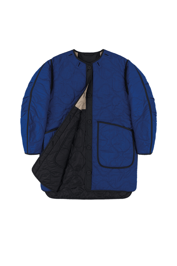 Signature Colourblock Quilt - Stone / Cobalt - Layer 1