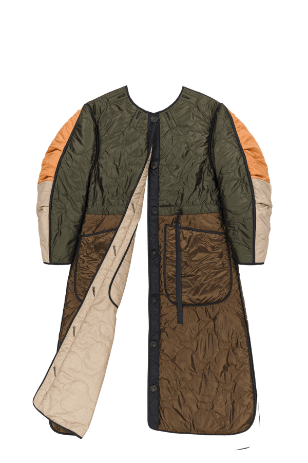 Signature Patchwork Long Quilt - Bronze / Stone - Layer 6