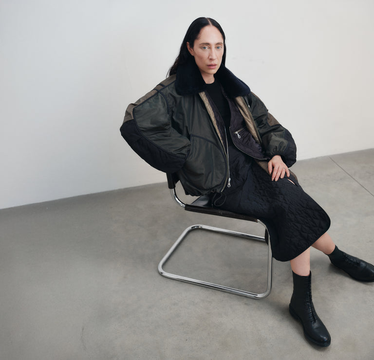 SILK NYLON QUILT FLIGHT BOMBER