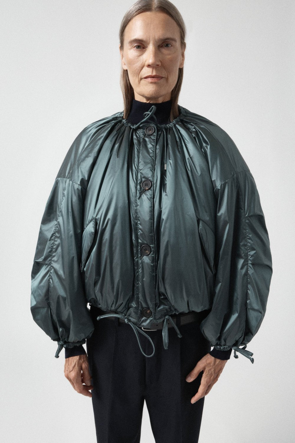 Parachute Quilted Bomber - Black / Mineral Green